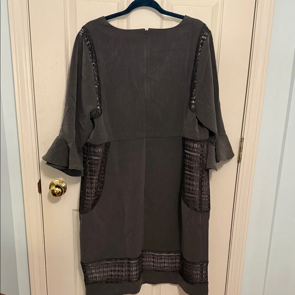 Monroe & Main Elegant Charcoal Long Sleeve Dress - Picture 3 of 3